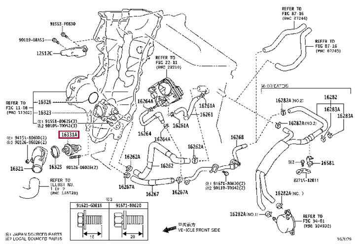 9091603151 Toyota Coolant thermostat