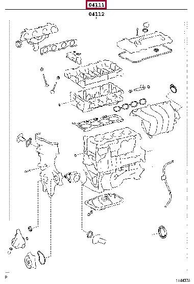 Toyota 04111-37095 Full Gasket Set, engine 0411137095