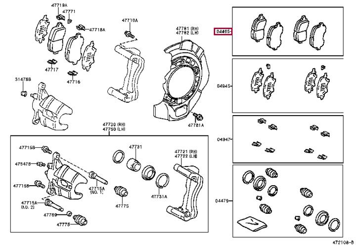Brake pad kit Lexus RX: 0446548040 Toyota Brake pad set