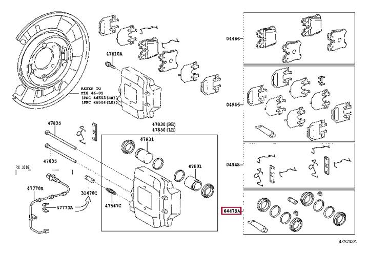 Toyota 04479-50180 Repair Kit, brake caliper 0447950180