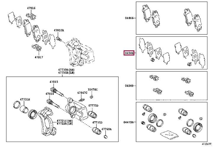 Toyota 04946-48060 Brake pad fitting kit 0494648060 0494648060 Toyota Brake pad fitting kit