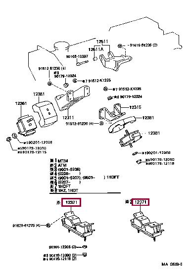 Toyota 12371-61050 Engine mount 1237161050
