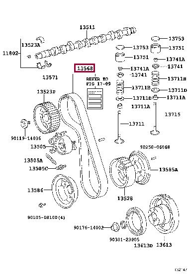 Toyota 13568-17010 Timing belt 1356817010