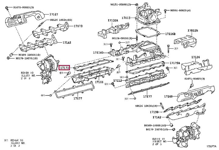 Toyota 17171-51010 Gasket, intake manifold 1717151010