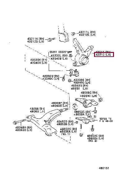4321212250 Toyota knuckle swivel