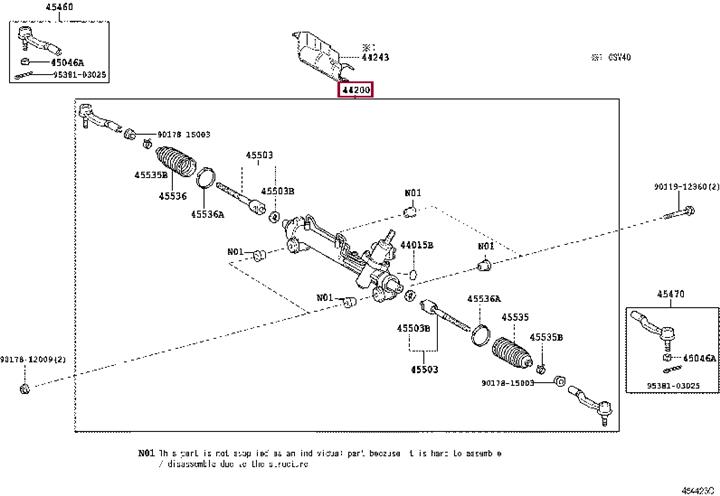 Toyota 44200-33490 Steering rack 4420033490