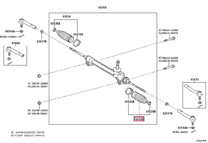 4553539035 Toyota Steering rack boot