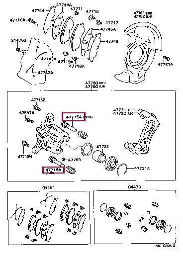 Toyota 47715-50010 Sleeve guide brake caliper 4771550010