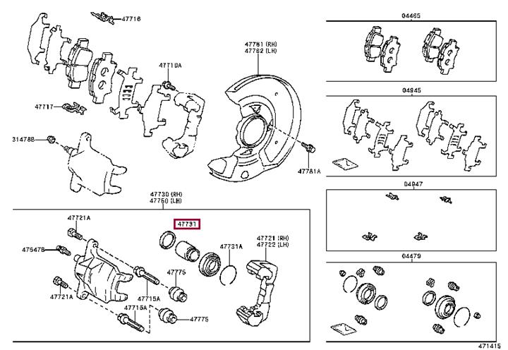 Toyota 47731-52010 Front brake caliper piston 4773152010