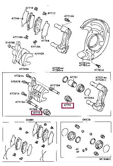 Toyota 47775-50010 Brake caliper guide boot 4777550010