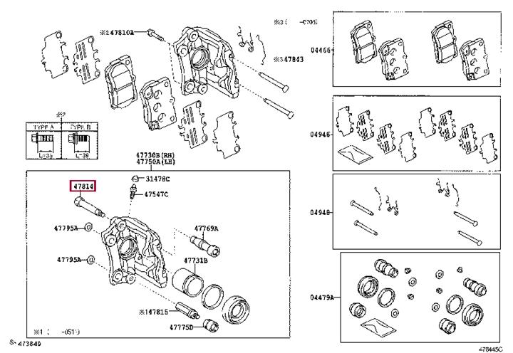 Stud, brake caliper Toyota 47814-30300
