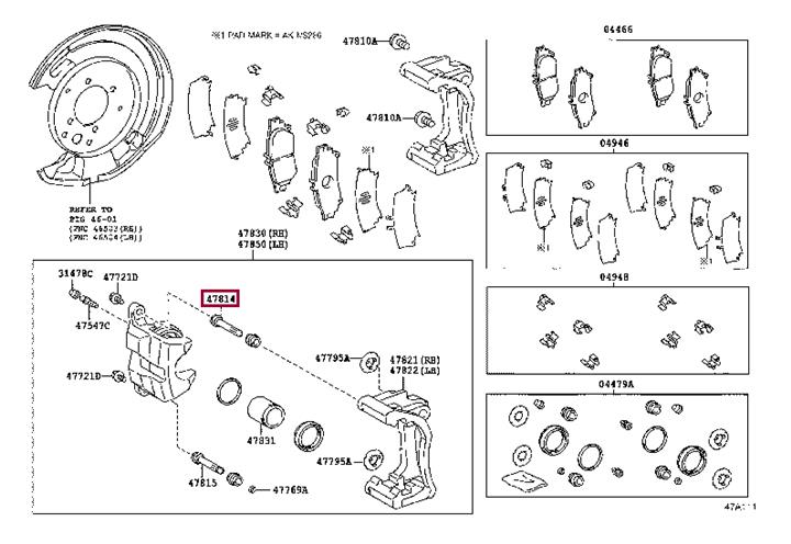 Toyota 47814-33240 Sleeve guide brake caliper 4781433240 4781433240 Toyota Sleeve guide brake caliper