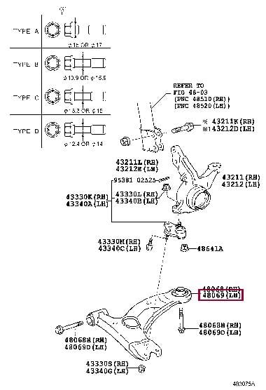 Wishbone Toyota Matrix: 4806921010 Toyota Track Control Arm