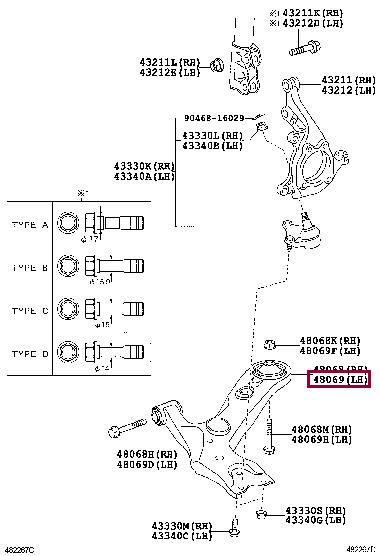 Toyota 48069-28140 Track Control Arm 4806928140 4806928140 Toyota Track Control Arm