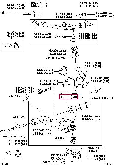 Toyota 48069-60051 Suspension arm front lower left 4806960051