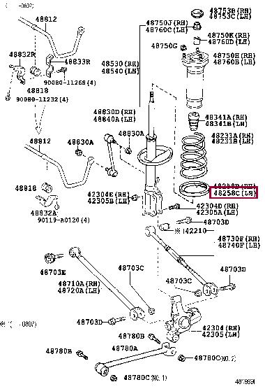 Coil spring plate Lexus ES: 4825833020 Toyota Suspension spring front
