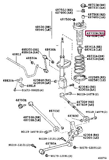 Suspension top mount Toyota Aurion: 4875033080 Toyota Rear right shock absorber support