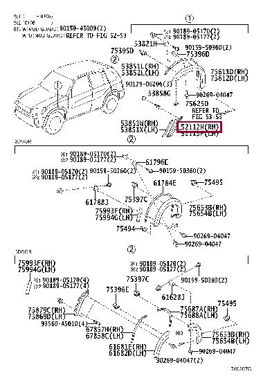 5211242050B0 Toyota Front right bumper extension