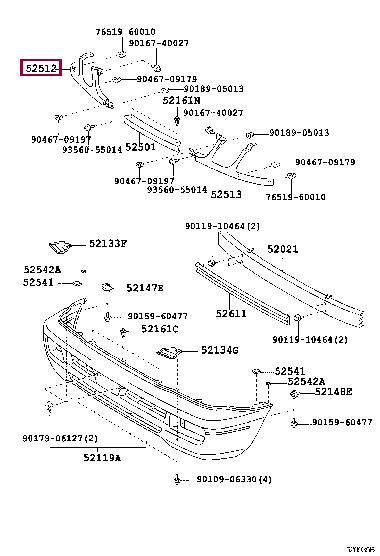5251260901J0 Toyota Main headlight frame