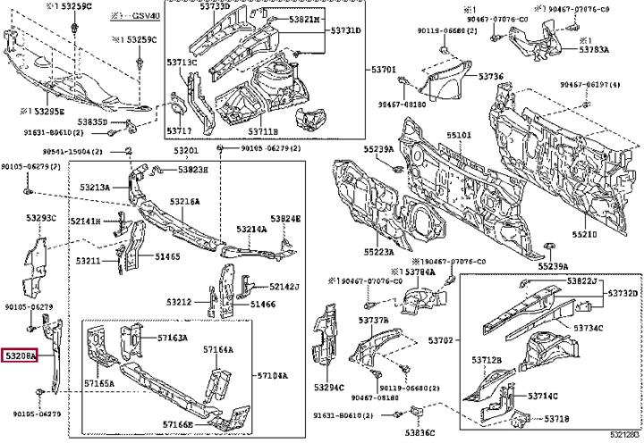 5320833030 Toyota SUPPORT SUB-ASSY,