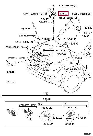 5341060080 Toyota Hood hinge