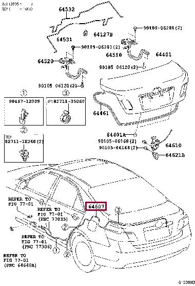 6460733130 Toyota Trunk lock cable