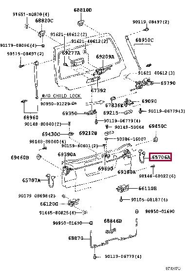 Toyota 65706-60021 Door lock drive cable 6570660021