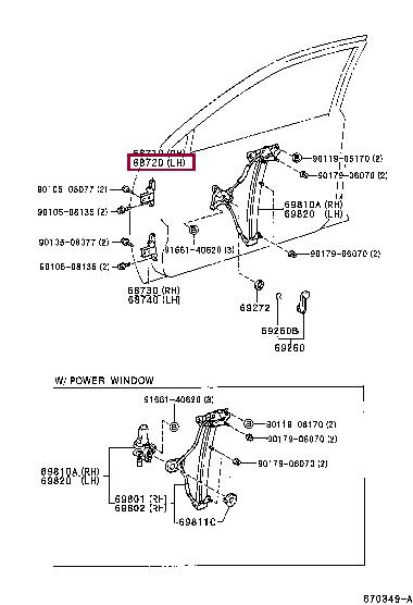 6872012151 Toyota Door hinge