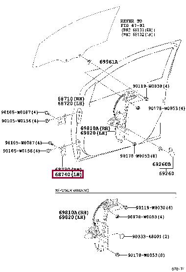 6874002050 Toyota HINGE ASSY, FR DOOR,