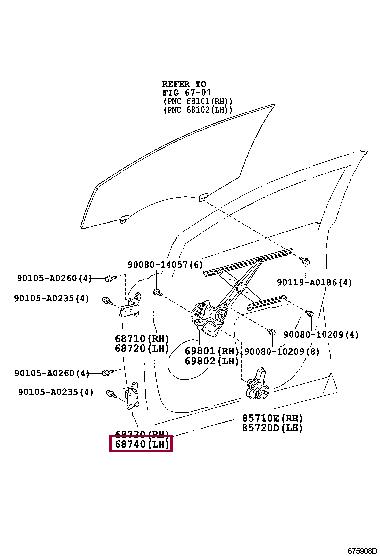 Toyota 68740-AC010 Auto part 68740AC010 68740AC010 Toyota Auto part