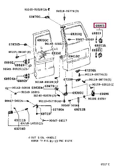6880160040 Toyota HINGE SUB-ASSY, BACK
