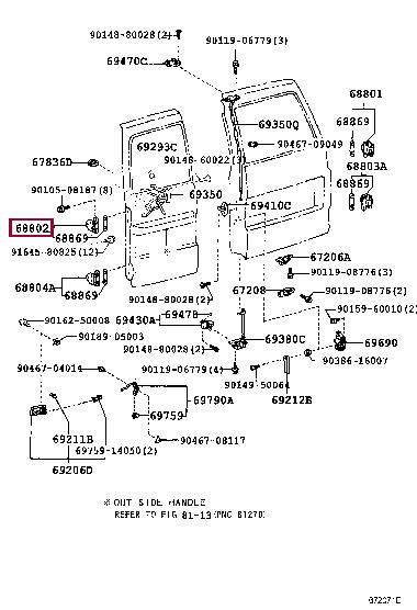6880260030 Toyota HINGE SUB-ASSY, BACK