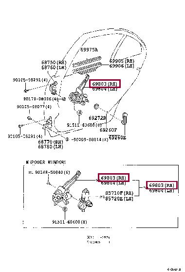 Toyota 69830-02090 Window Regulator 6983002090