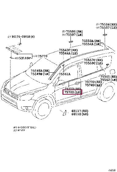 7572042031 Toyota Molding of glass of the front left door