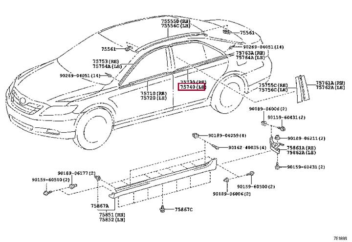 7574033130 Toyota MOULDING ASSY, RR