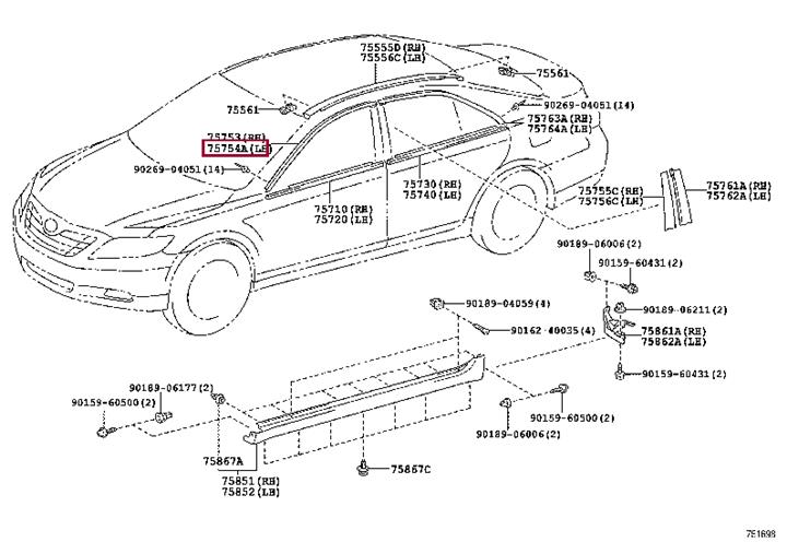 7575433060 Toyota MOULDING, FR DOOR