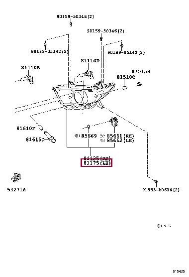 8117048A30 Toyota Headlight left
