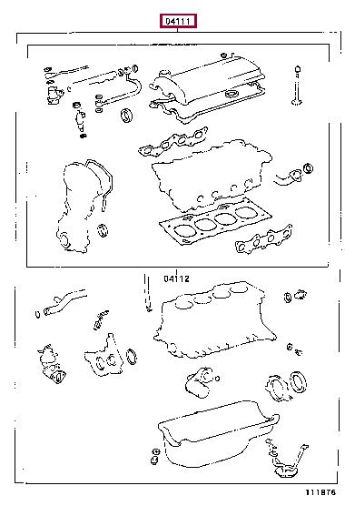 0411111151 Toyota Full Gasket Set, engine