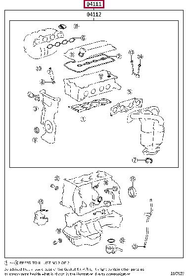 Toyota 04111-28196 Full Gasket Set, engine 0411128196 0411128196 Toyota Full Gasket Set, engine