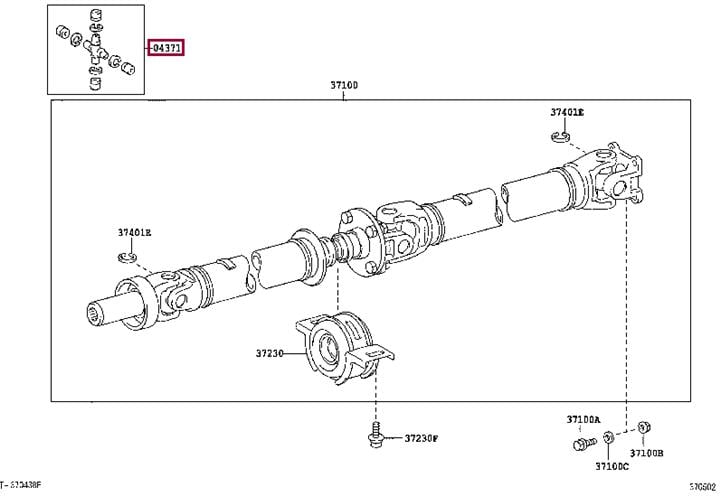 Toyota 04371-0K050 Joint, propeller shaft 043710K050