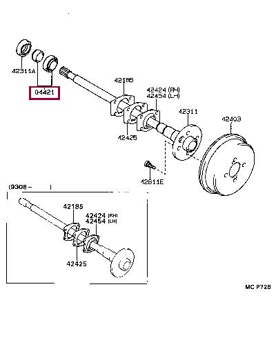 Toyota 04421-27050 Wheel hub bearing 0442127050