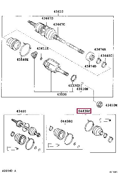Toyota 04427-05220 Boot kit, front drive shaft, in outboard, rh 0442705220