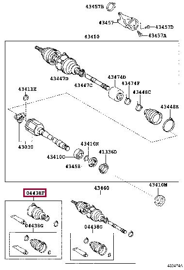 Toyota 04427-0E030 Boot kit, front drive shaft, in outboard, rh 044270E030