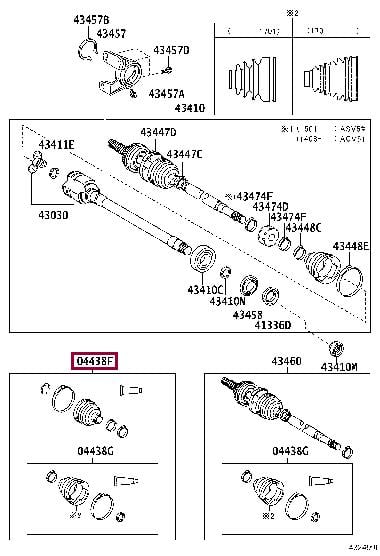 Toyota 04427-0R090 Boot kit, front drive shaft, in outboard, rh 044270R090