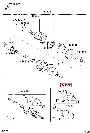 Toyota 04428-05150 Boot kit, front drive shaft, in outboard, lh 0442805150