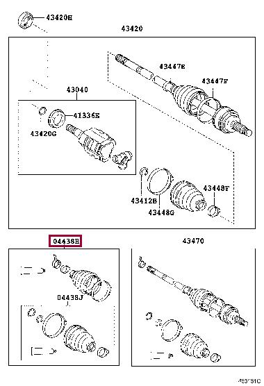 Toyota 04428-0F010 Boot kit, front drive shaft, in outboard, lh 044280F010