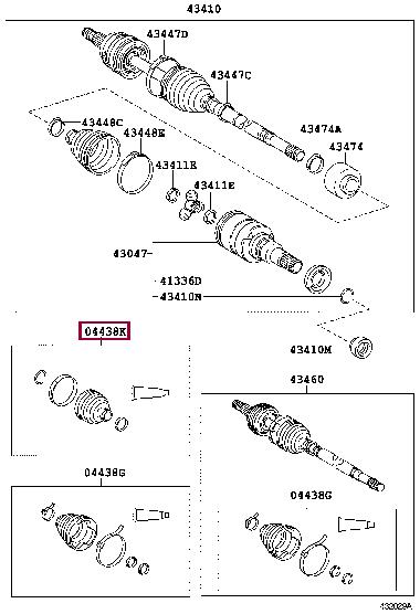 Toyota 04438-01080 Bellow, driveshaft 0443801080 0443801080 Toyota Bellow, driveshaft