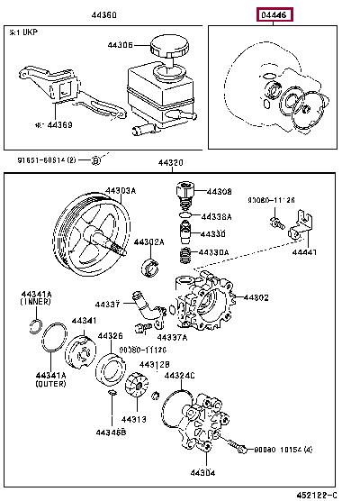 Toyota 04446-02050 Gasket kit, power steering pump 0444602050