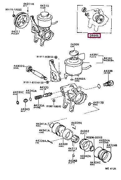 Gasket kit, power steering pump Toyota 04446-27011