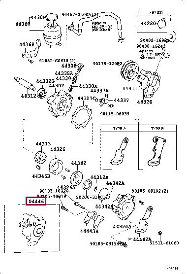 Toyota 04446-32011 Gasket kit, power steering pump 0444632011